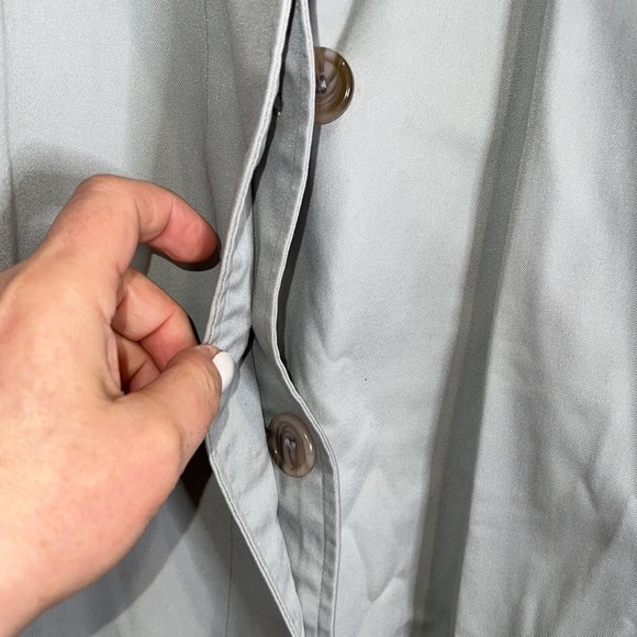 Burberry Sz 12L Vintage Burberrys Gray Trench Coat With Wool Zip Out Lining - Picture 11 of 16